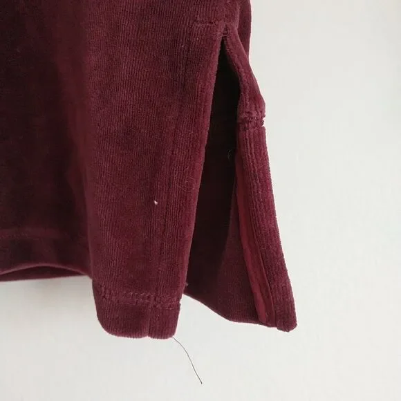 Kith Sweatshirt Hoodie Unisex S/M*Burgundy Velour Pocket 1/4 Zip Slit Streetwear